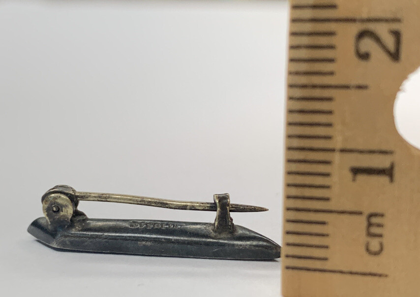 Antique Men’s Sterling 925 Art Deco Parallelogram Abalone 1” Bar Lapel Tie Pin