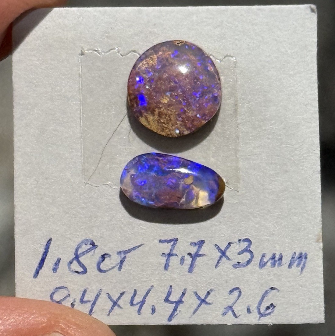1.8ct 7.7-8.4mm 2pc Lot Purple Crystal Pipe Australian Boulder Opal Cabochon Gem