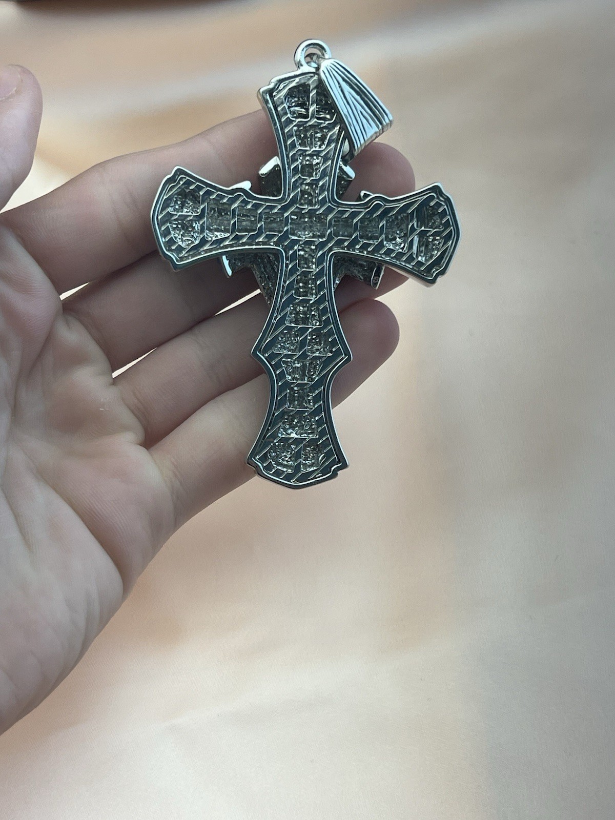 Stainless Steel, Blue, Black Clear Cz Cross Pendant Iced Out Christian Charm 8