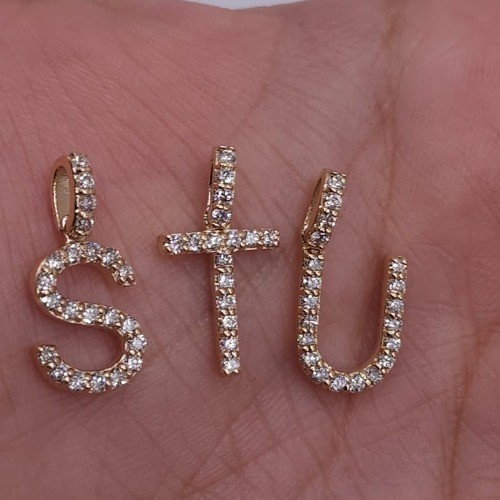 14Kt Gold Initial Letter 0.36 Ct Lab Grown Diamond Pendant