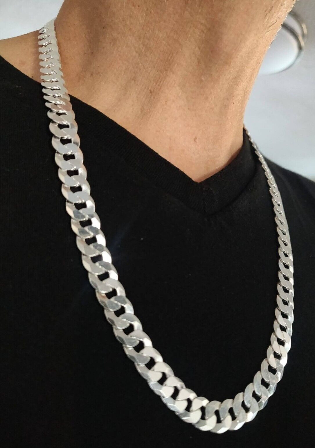cadena de plata 925 Italiana 26″ larga 10mm 925 silver chain made in Italy