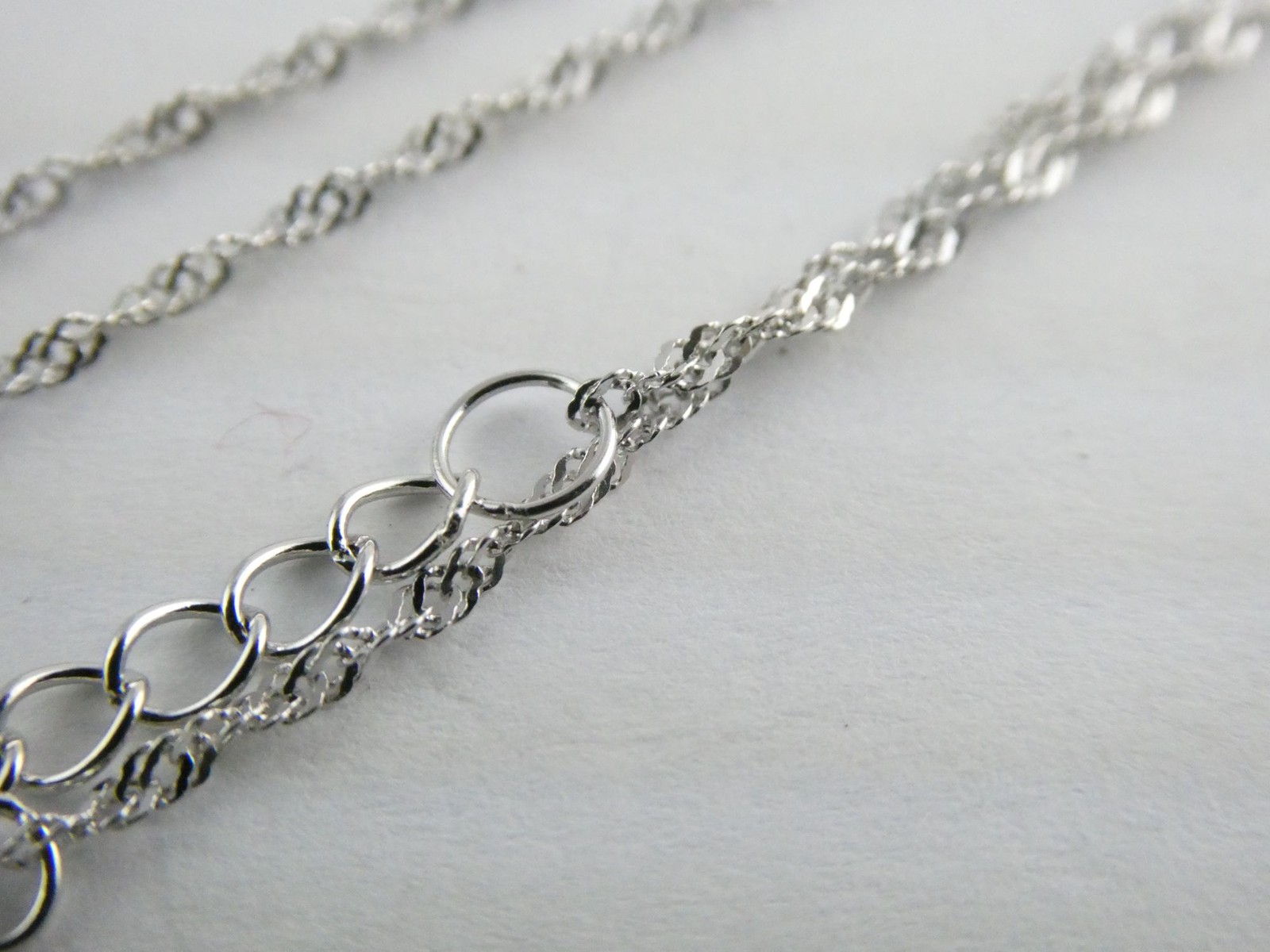 Sterling Silver Link Chain Necklace Adjustable 18-20 Inch Length 1.7g .4mm Thick