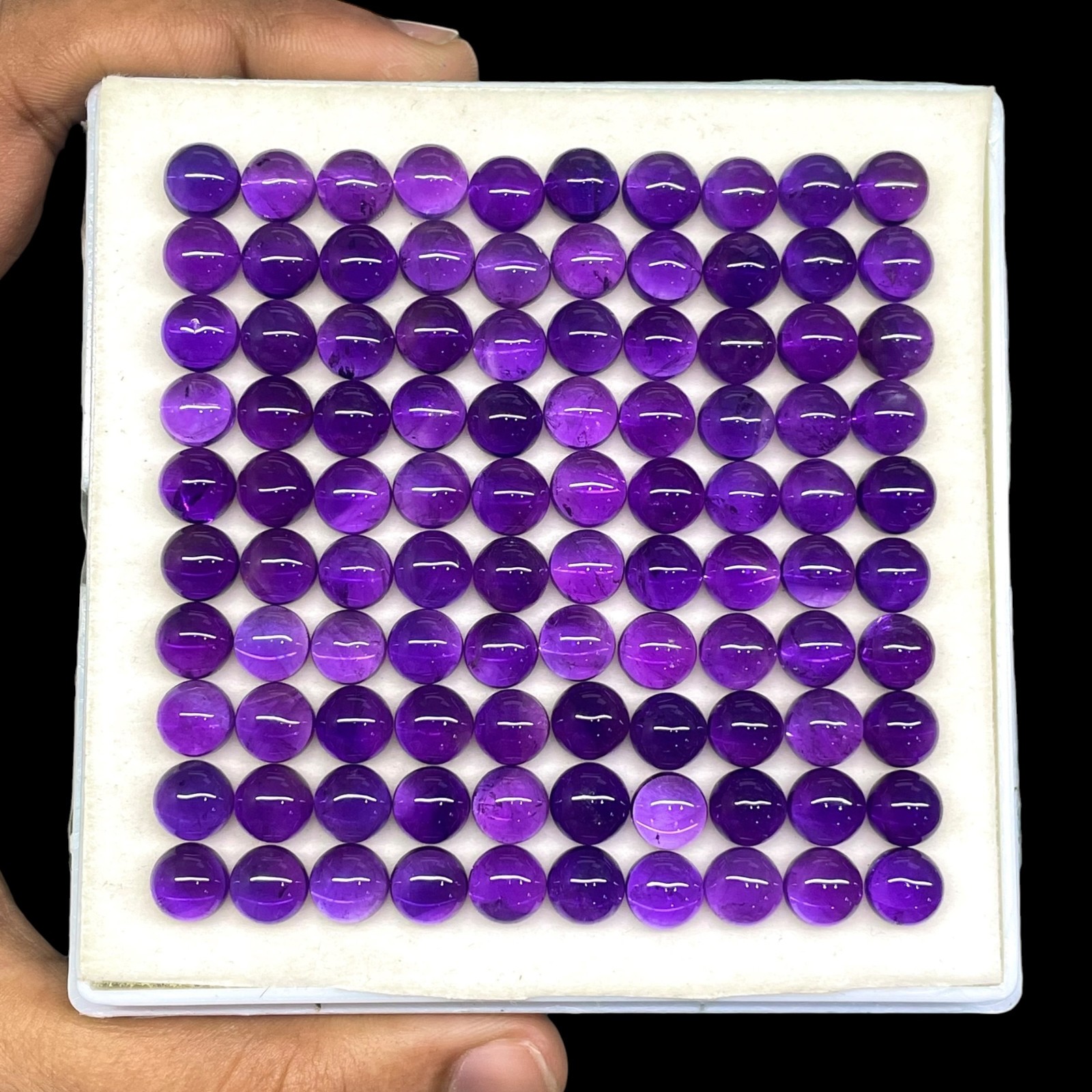 80 Pcs Natural Amethyst 7mm Round Cabochon Rich Purple Loose Gemstones Lot