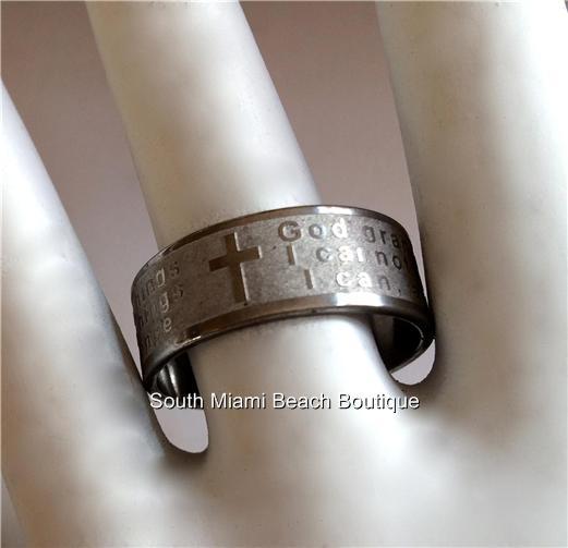 Serenity Prayer Ring Band Silver Stainless Steel AA NA Al-Anon Recovery USSeller