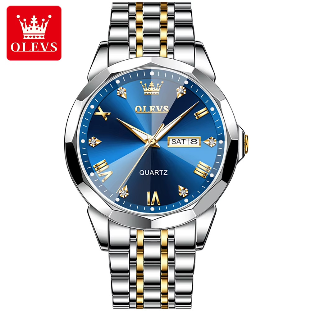 OLEVS 9931 Men’s Quartz Watch | Stainless Steel Luminous Calendar Waterproof