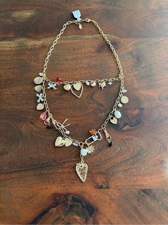 Free People Maxamillion Charm Hearts Necklace — NWT