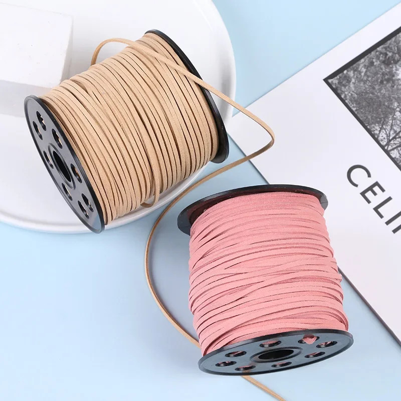 100 Yard Faux Leather Cord String 3mm Flat Suede Bracelet Necklace Jewelry