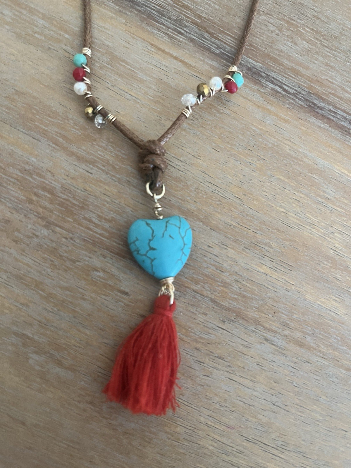 Multicolor Cord Jewelry Mixed Lot 6pc Necklaces Pendants Bracelet Turquoise