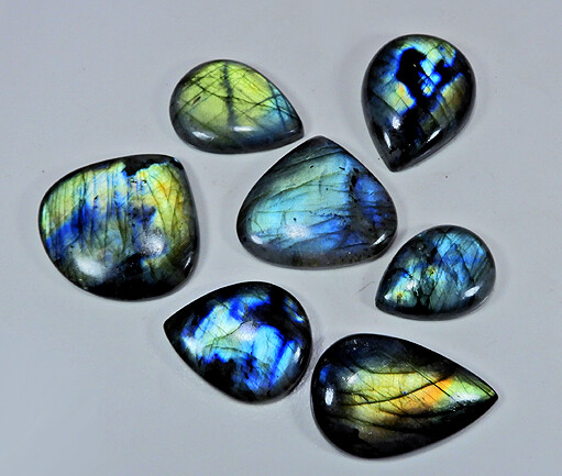 NATURAL MULTI LABRADORITE PEAR SHAPE CABOCHON LOOSE GEMSTONE WHOLESALE LOT vH728