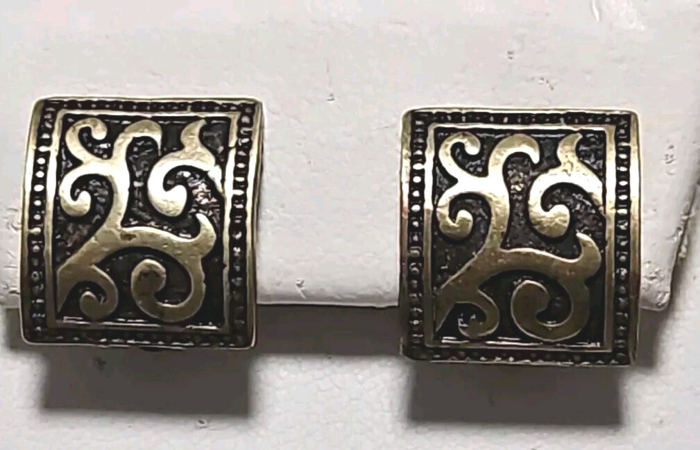 Vintage Italian (?) Clip-on Earrings Brass Goldtone Liscio Design