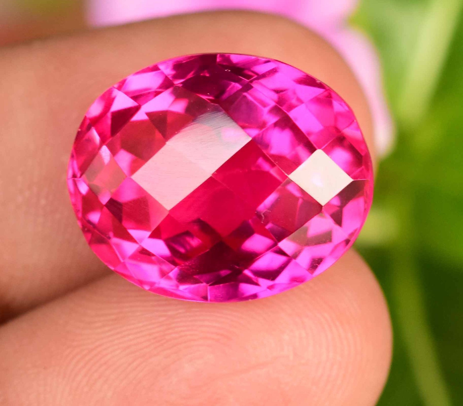 22.55 Ct Natural Red Pink Rubellite Tourmaline Certified Oval Checker Gemstone
