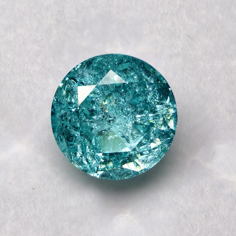 AGL Lab Grown Paraiba Round Cracked Ice Cut Tourmaline Gemstones for DIY Jewelry