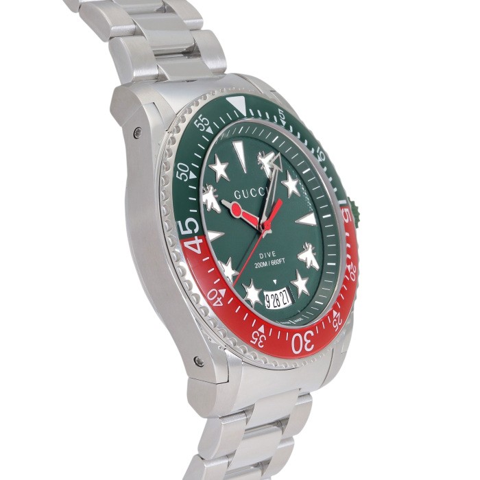 Gucci Dive YA136222 Stainless Steel 45.0mm Green Dial Quartz Wristwatch #YKW1027