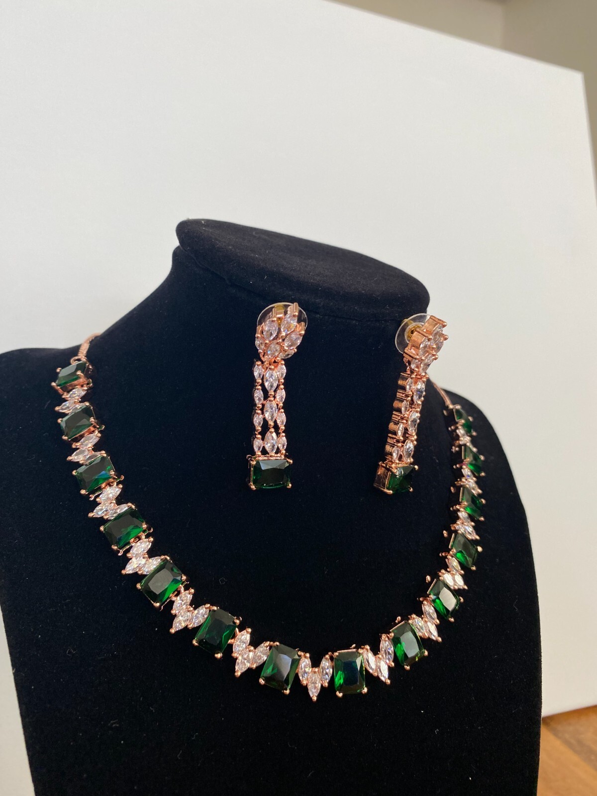 Emerald Necklace set A D Jewelry Rose Gold Bridesmaid Jewelry Gift C Z Jewelry