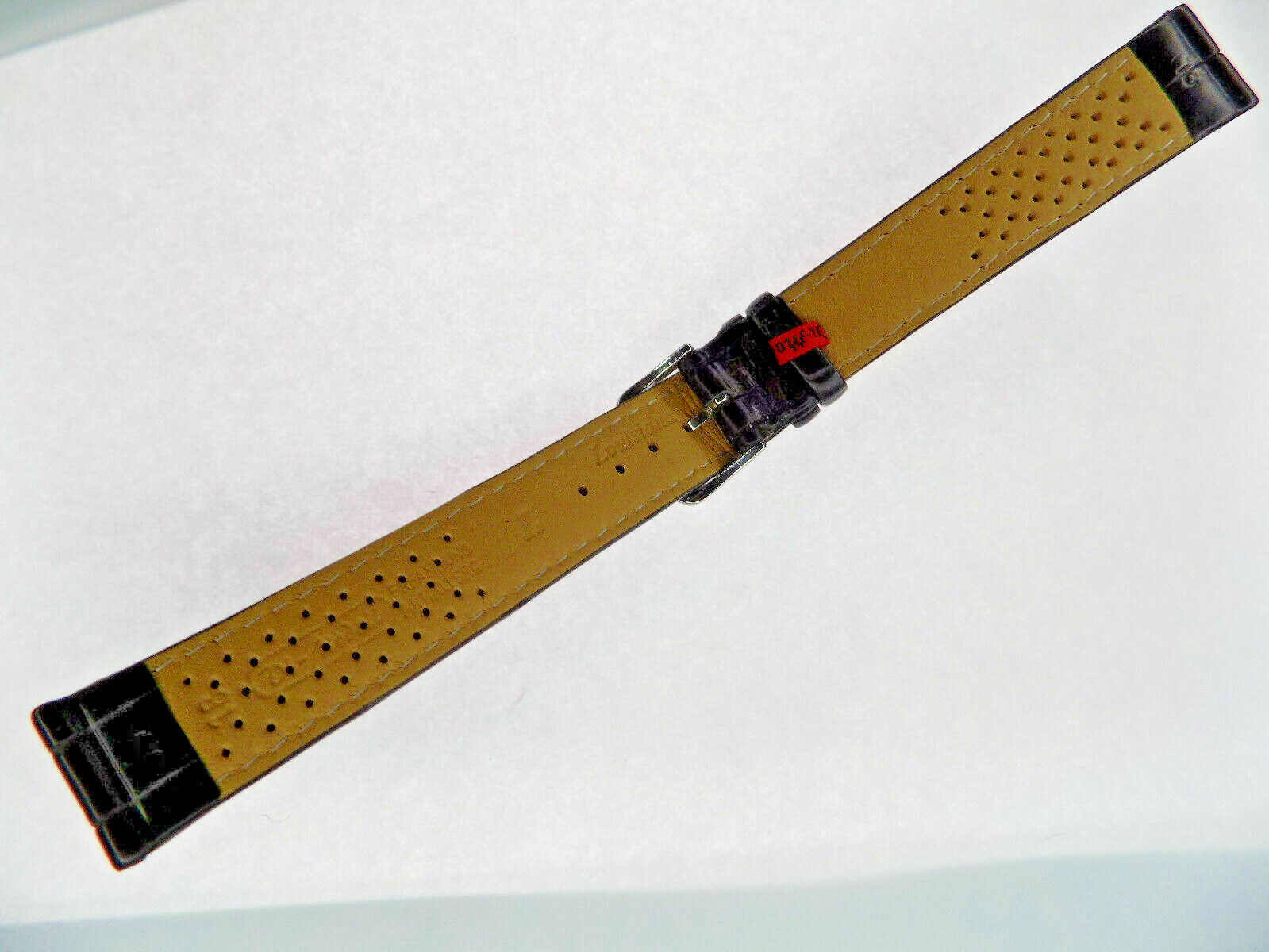 NATURAL SKIN VARIES Di-Modell Black Genuine Alligator 18mm EXTRA LONG Watch Band
