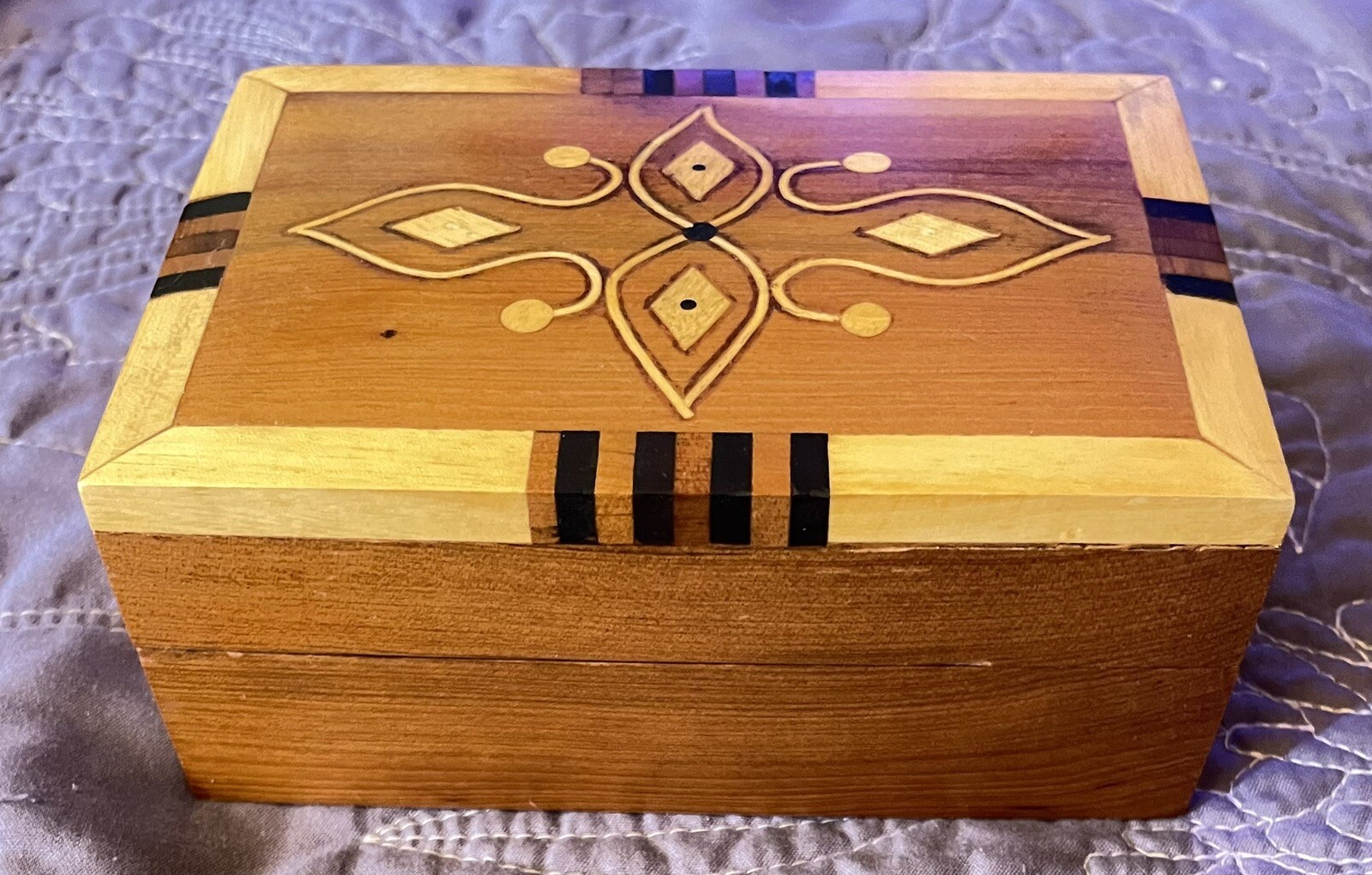 Wood Jewlery box Moroccan Handcrafted Detailed Inlayed Design 5×3.5 Inches
