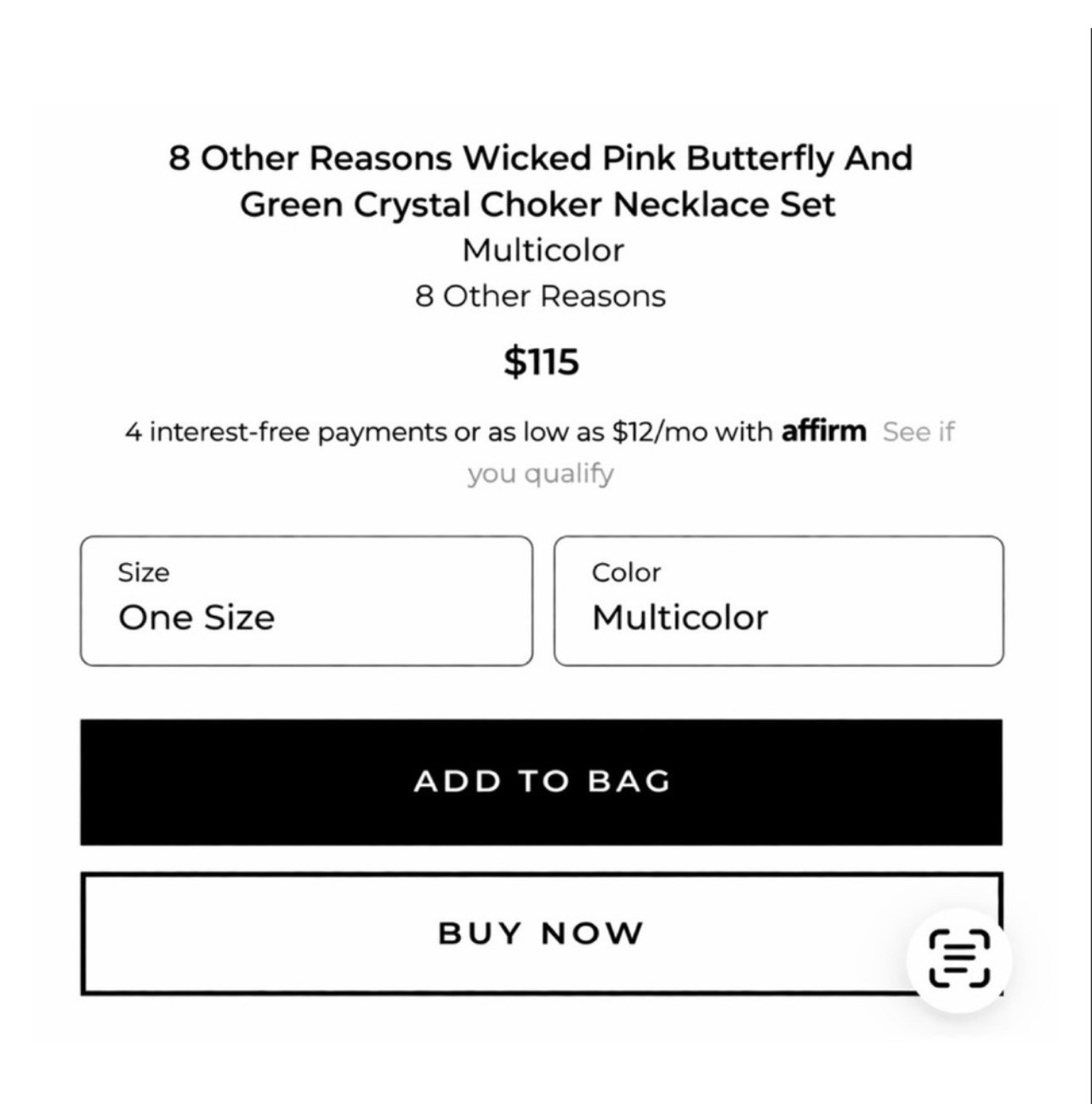 NWT Revolve × 8 Other Reasons Wicked Pink Butterfly CrystalChoker Necklace Set