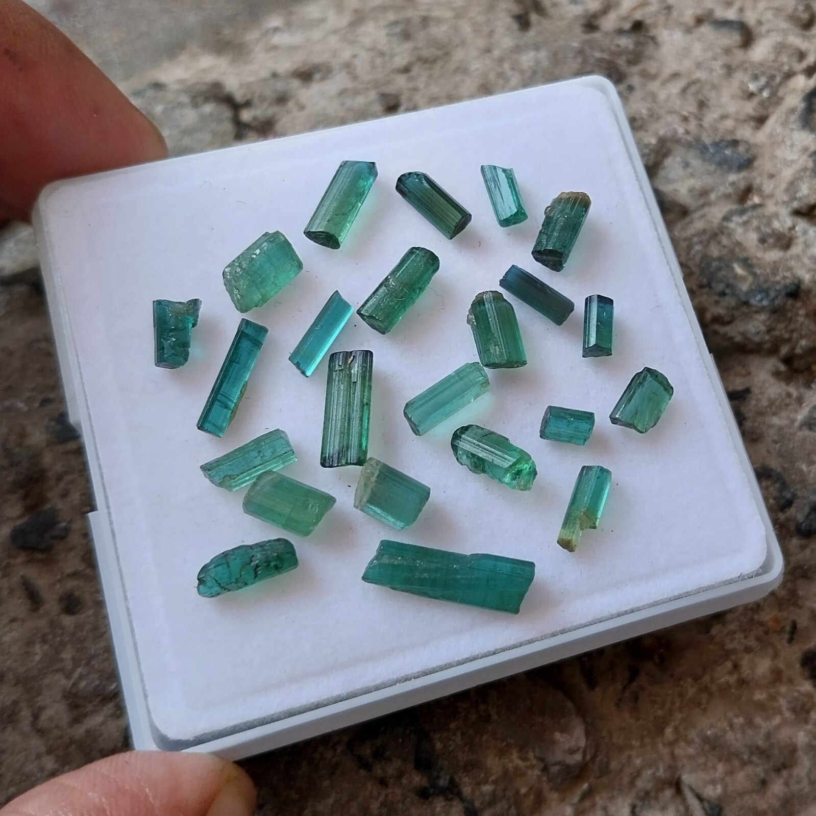 24 Carat Natural Greenish Blue Color Tourmaline Rough Pencil 23 PCS Lot