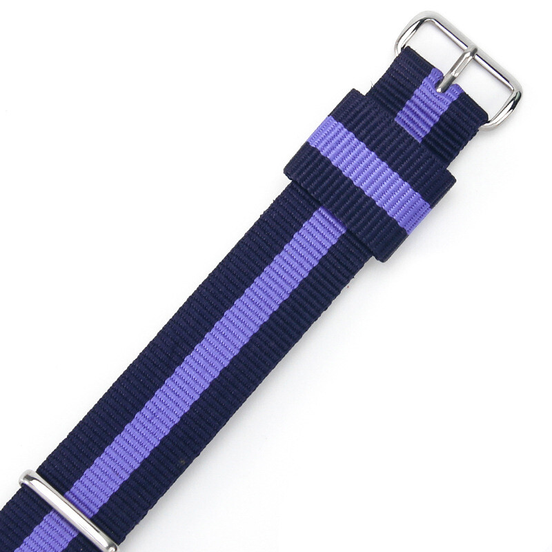 Nylon One Piece Watch Band Strap Striped Canvas Sports Wrist Band 18 20 22mm
