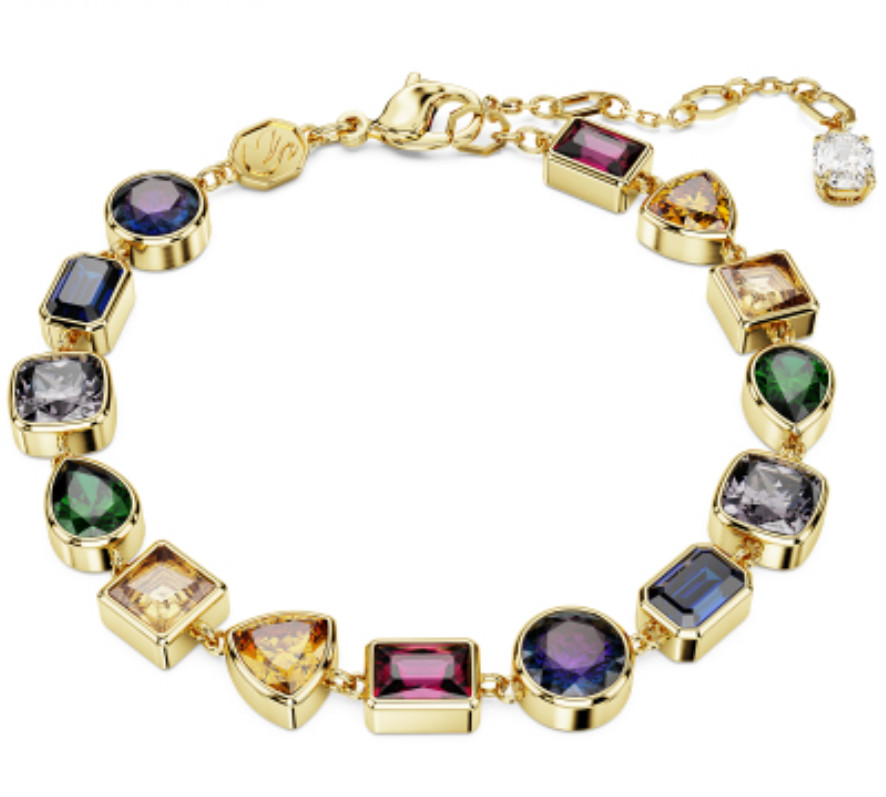 Swarovski Stilla Crystal Bracelet Colorful Stones Gold Tone Women New