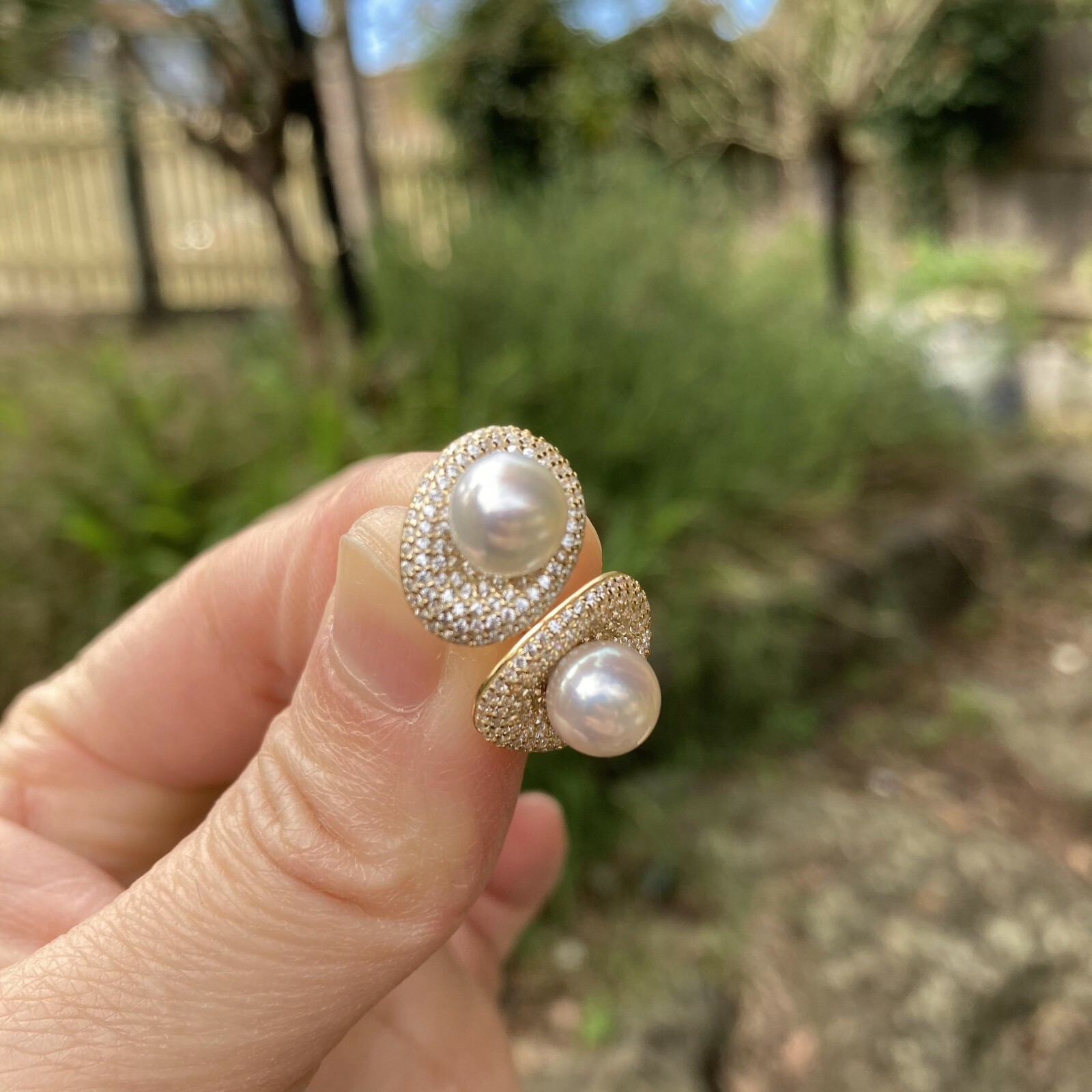 7-7.5mm AAAA+ Akoya seawater Grey Pearl Sterling silver S925 stud 14.9x11mm #192