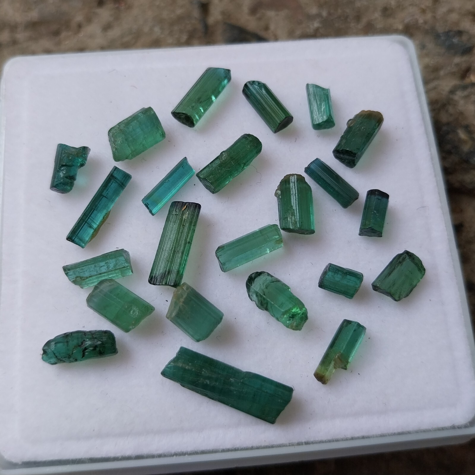 24 Carat Natural Greenish Blue Color Tourmaline Rough Pencil 23 PCS Lot