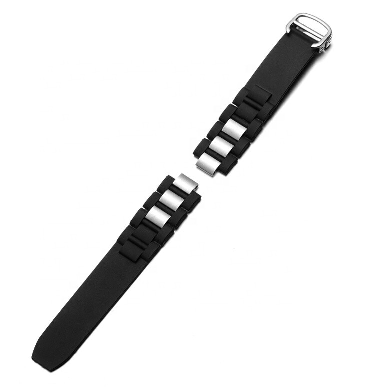 20MM RUBBER SILICONE BAND RUBBER STRAP FOR CARTIER 21 CHRONOSCAPH WATCH BLACK