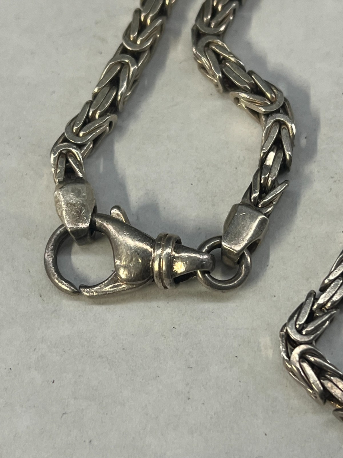 AZ Italy Sterling Silver 925 Byzantine Chain Necklace 20″ Length 44.8 Grams