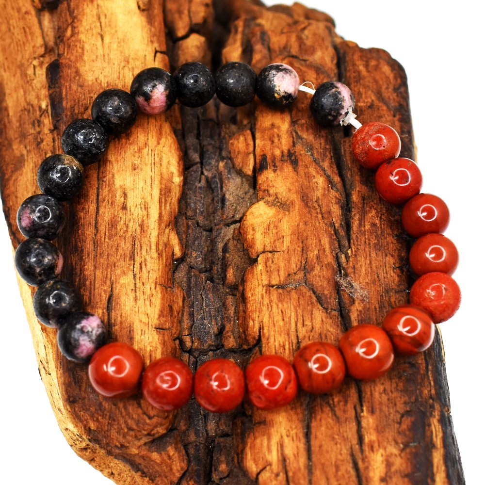 Awesome Red Jasper & Rhodonite 100.00 Cts Stretchable Bracelet Beaded VK 12 AZ5