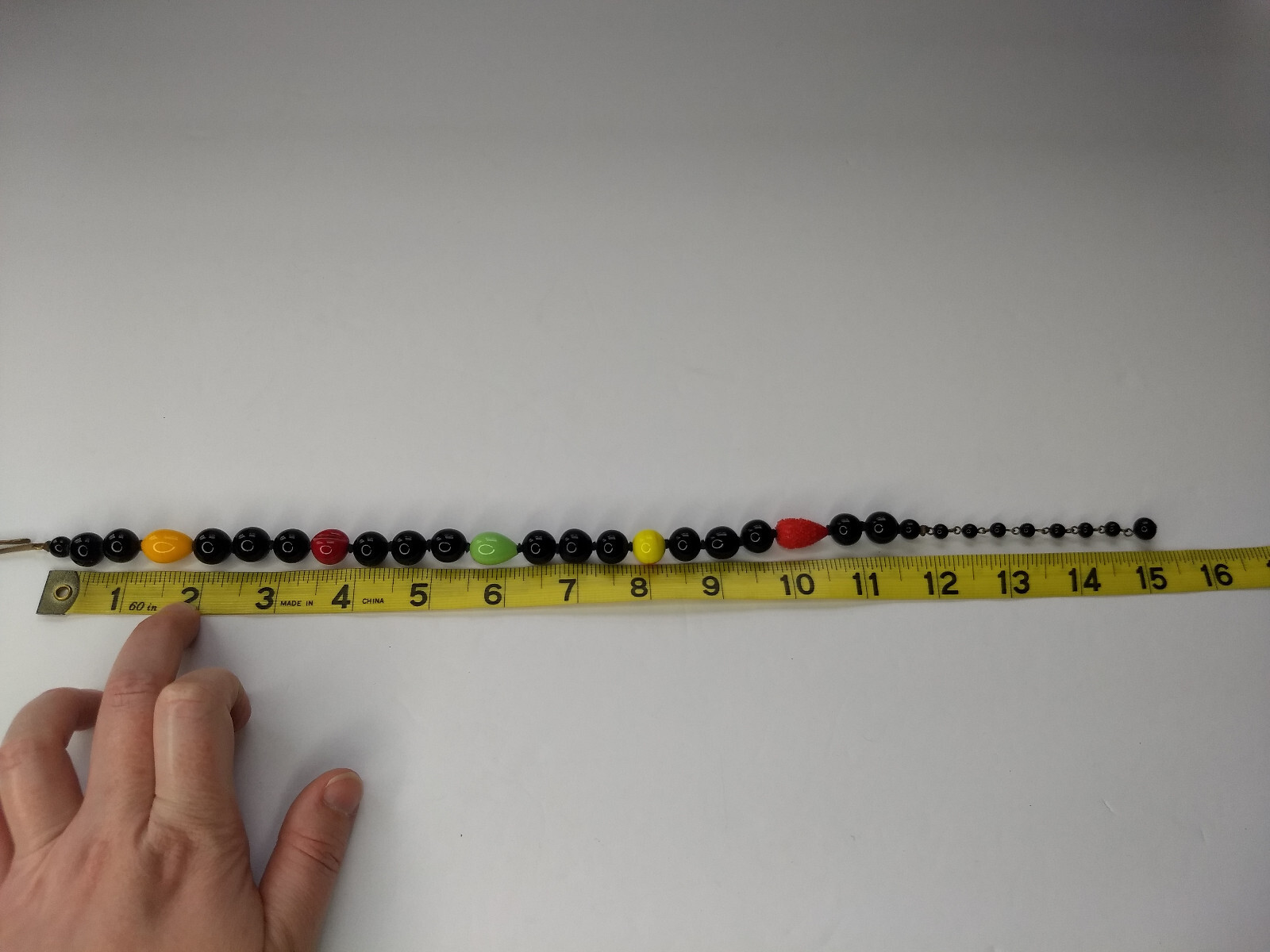 Black Yellow Red Glass Bead Necklace Art to Wear Statement Adjustable length