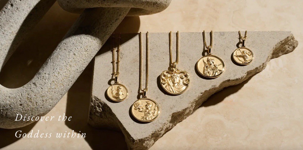 18K Gold Plated Greek Mythology Coin Pendant and Necklace / Artemis Goddess