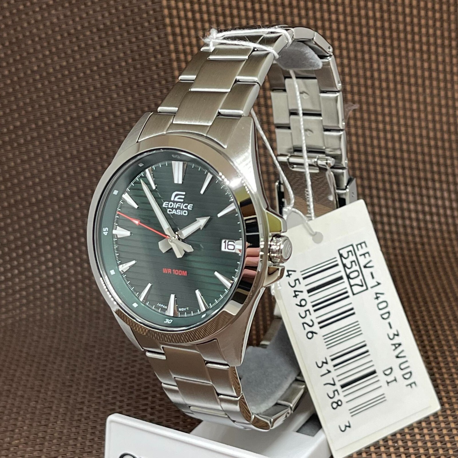 Casio Edifice EFV-140D-3A Green Analog Stainless Steel Classic Sporty Men Watch