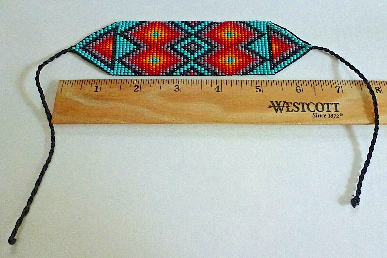 Artisan Handcrafted Turquoise Red Yellow Black Bead Bracelet 7″ Gift