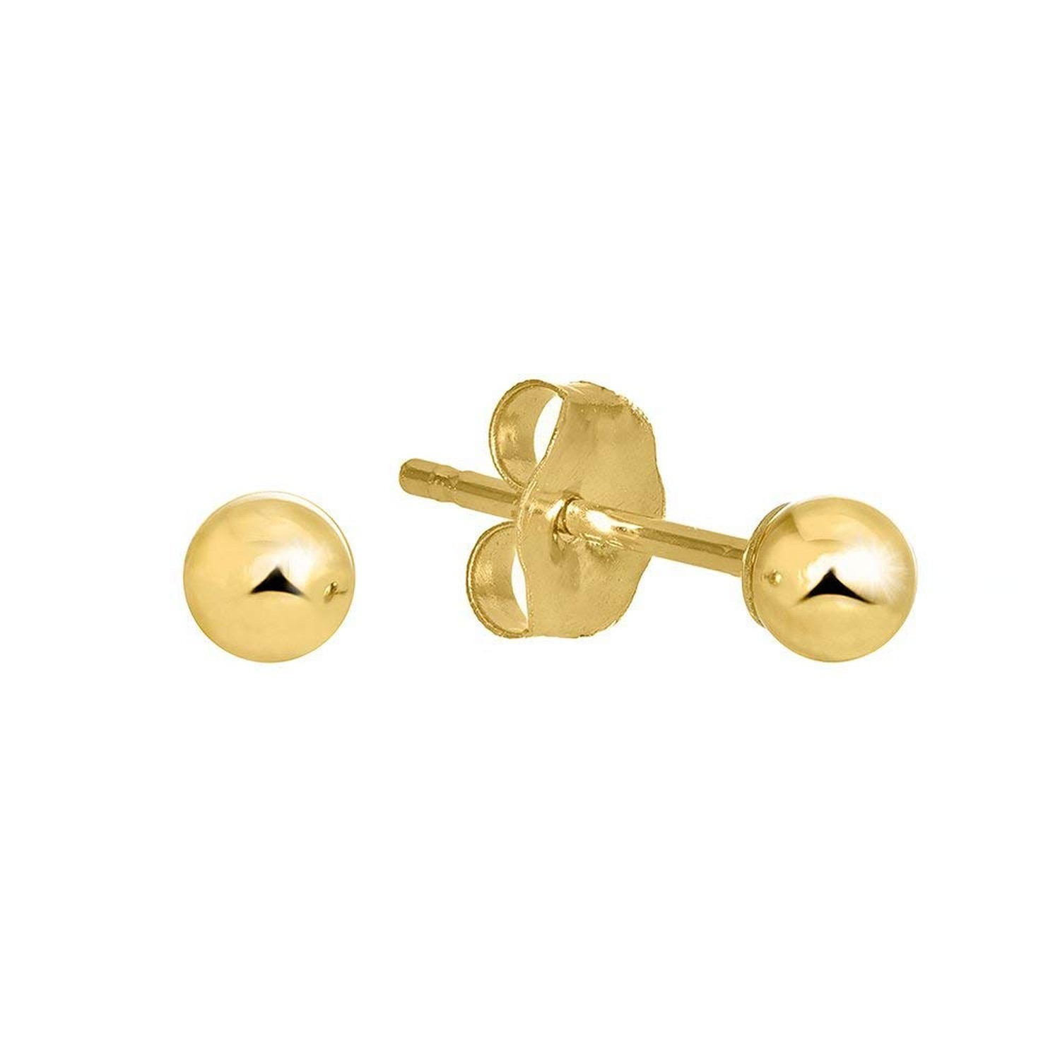 14k Yellow Gold Ball Stud Earrings – 2mm 3mm 4mm 5mm 6mm 7mm 8mm 10mm
