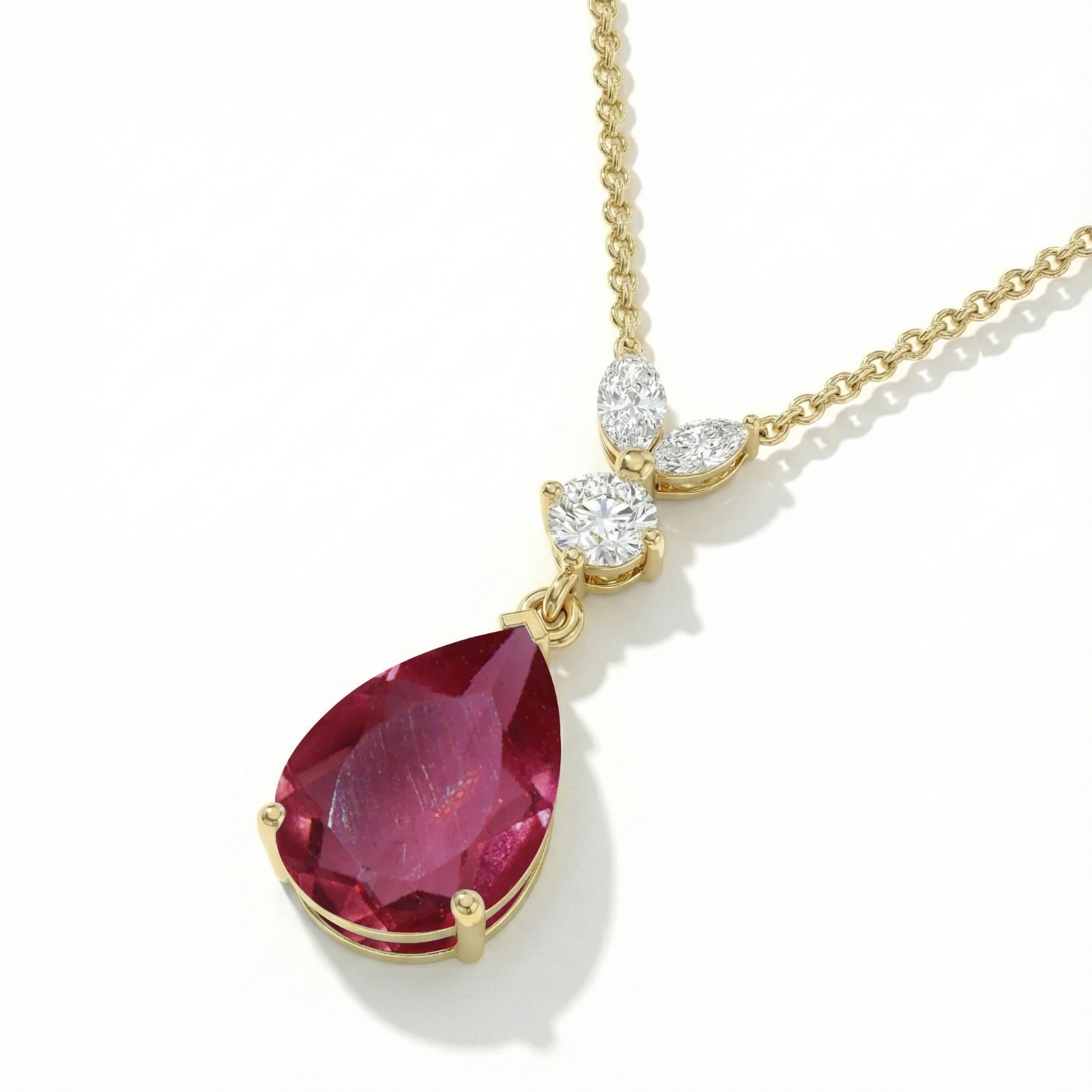 Pink Tourmaline Pendant Necklace Pear Cut Gold, Rose Pink Tourmaline Necklace