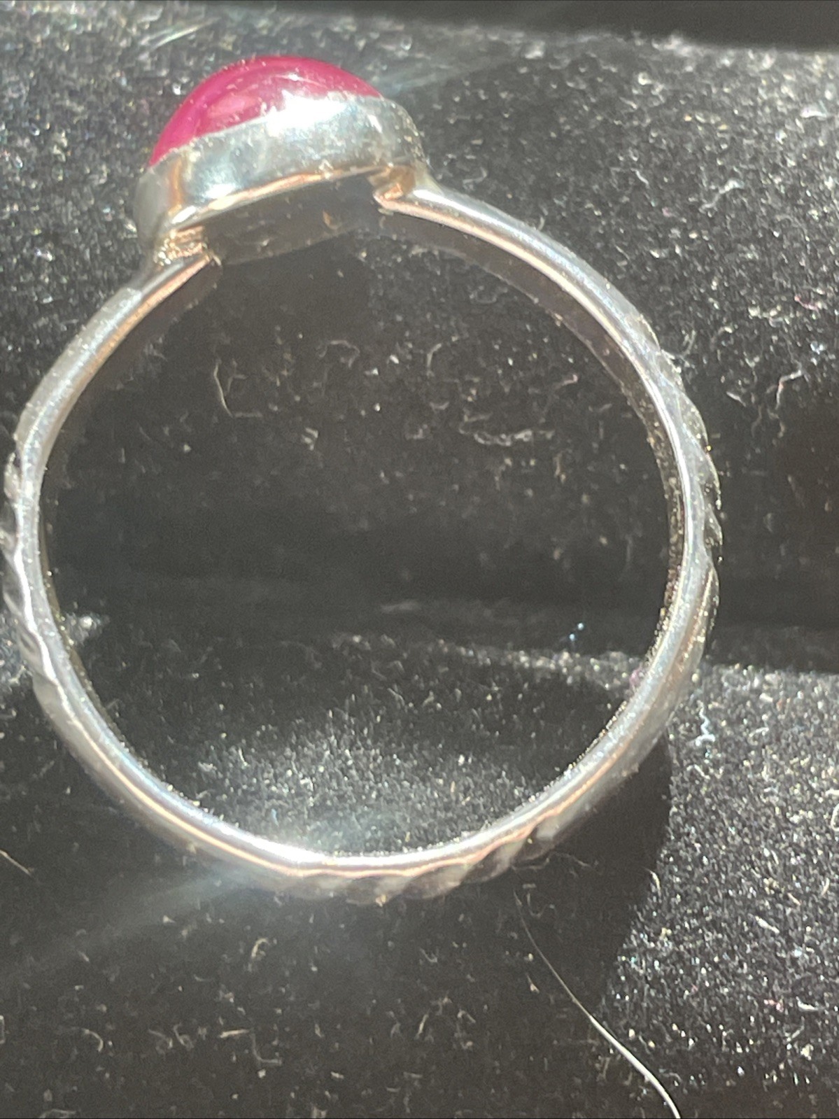 .925 Sterling Silver Ring W/Lab Grown Pink Shapphire Size 7 Hand Crafted In USA