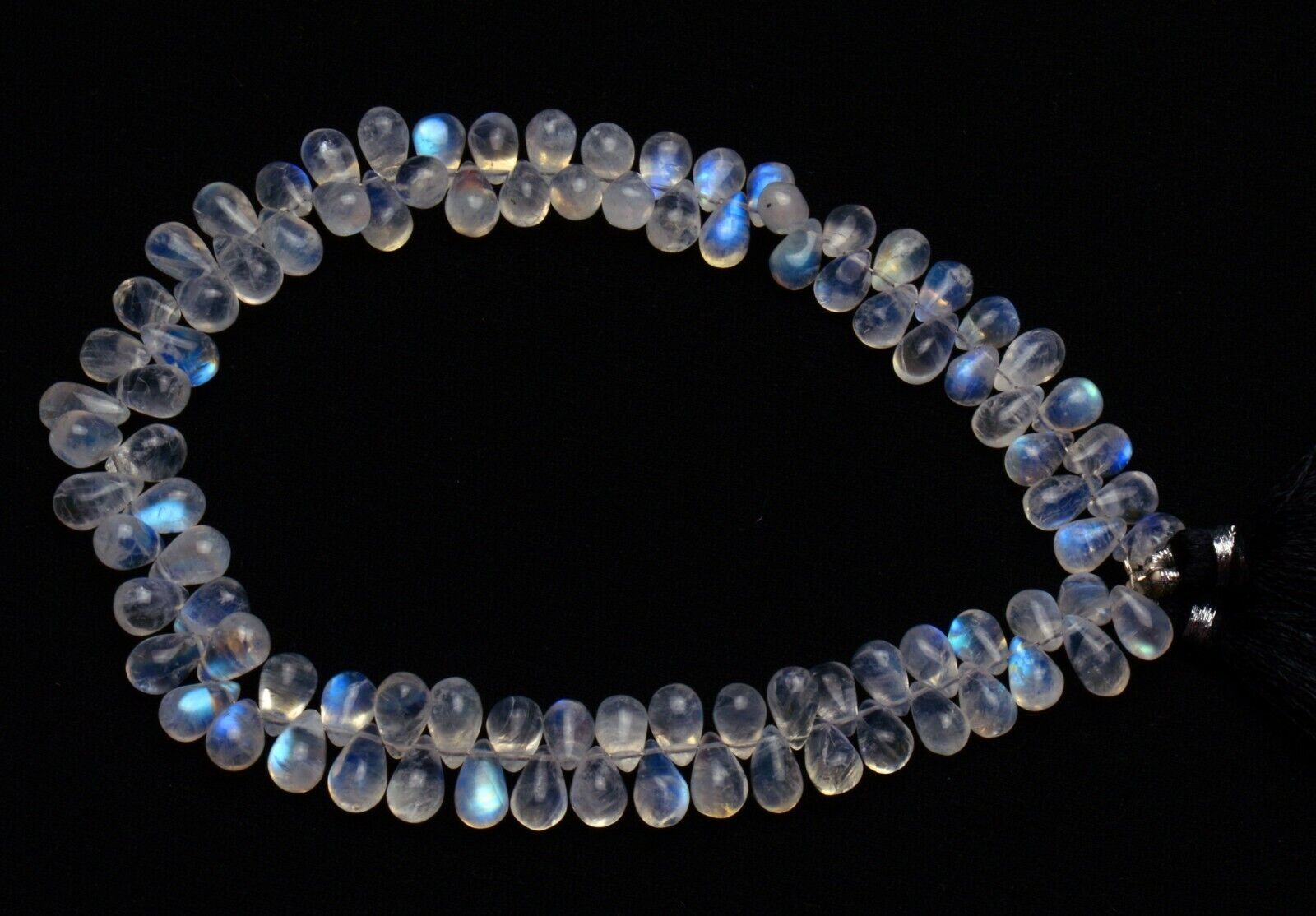 Natural Gem Rainbow Moonstone Smooth 8x5mm Approx Size Teardrop Shape Beads 10″