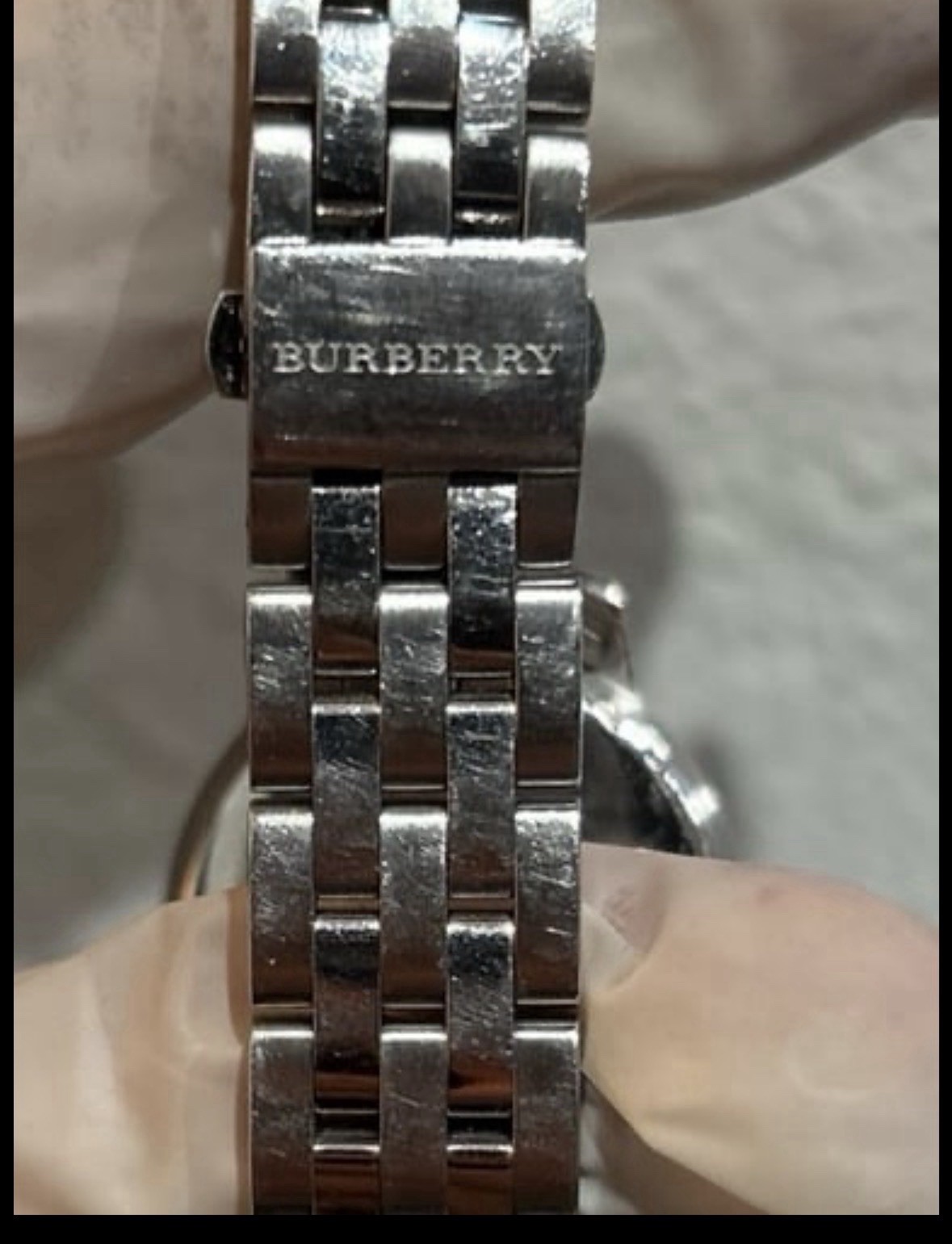Burberry Women’s Swiss Made Check Dial Watch Stainless Steel Bracelet Date