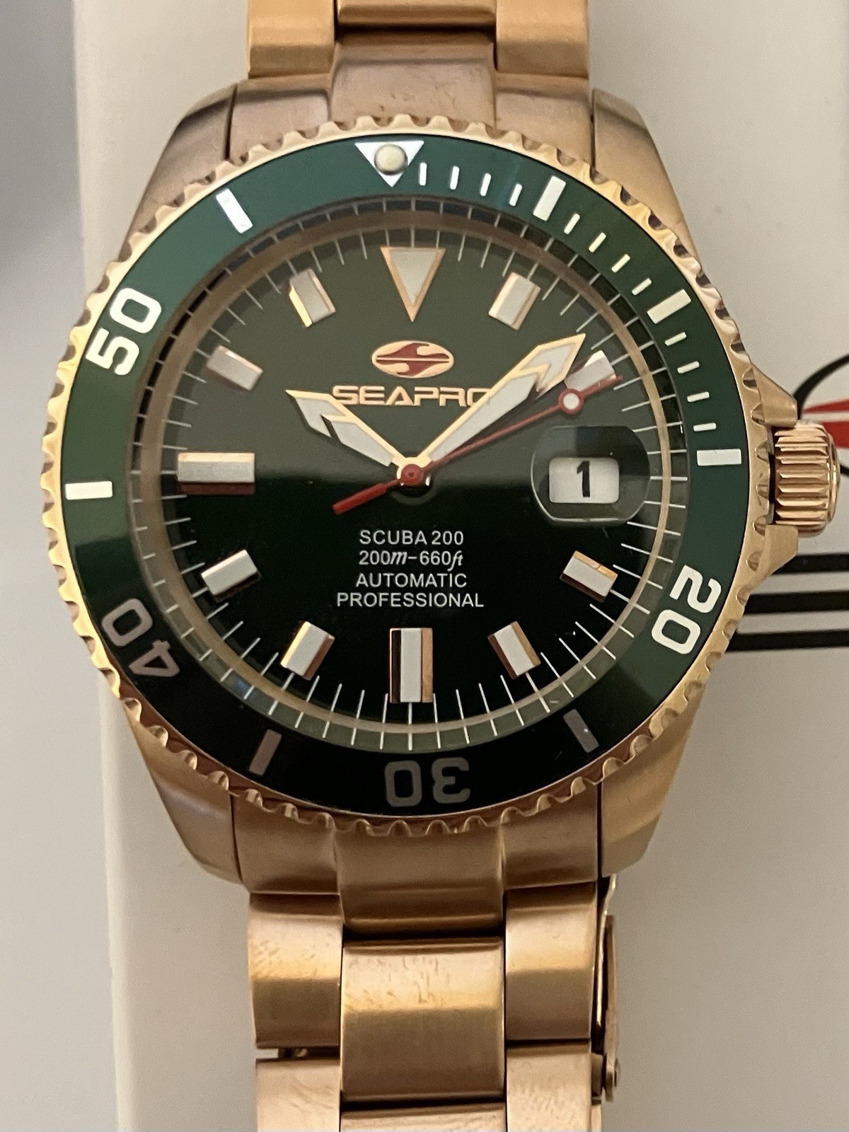 Seapro Men’s Scuba 200 Dark Green Dial Watch, Seiko NH35A, SP4323, NIBox