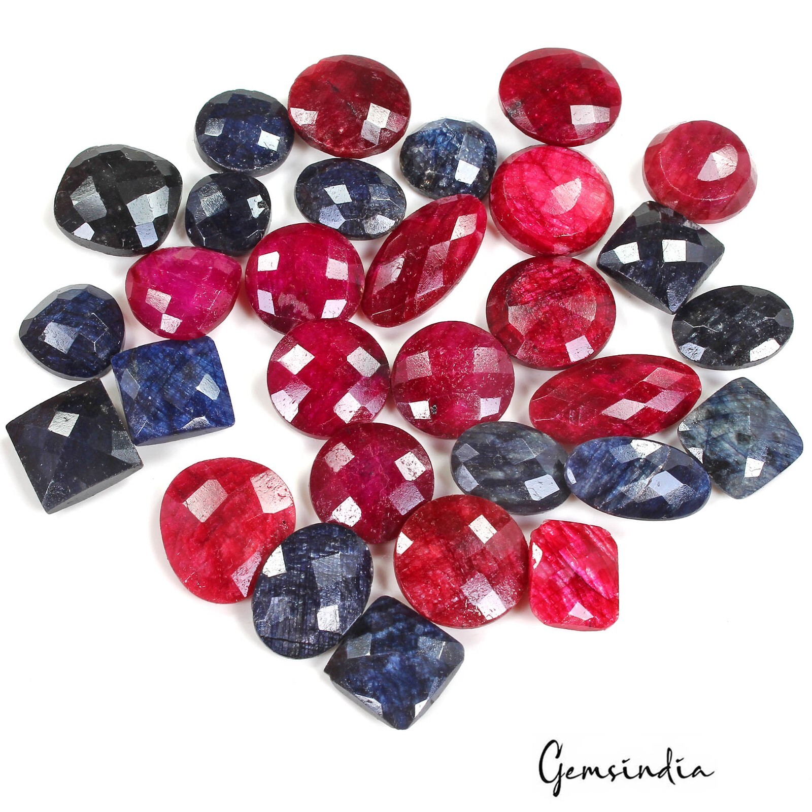 Certified 280 Cts Natural Ruby Sapphire Mix Checker Cut Loose Jewelry Gems Lot