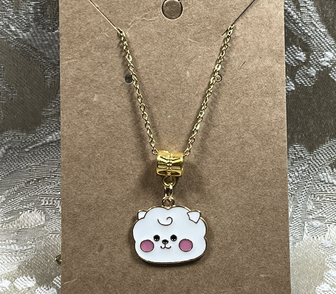 K POP Anime Cartoon Emojis Character Gold Pendant Necklace 18”