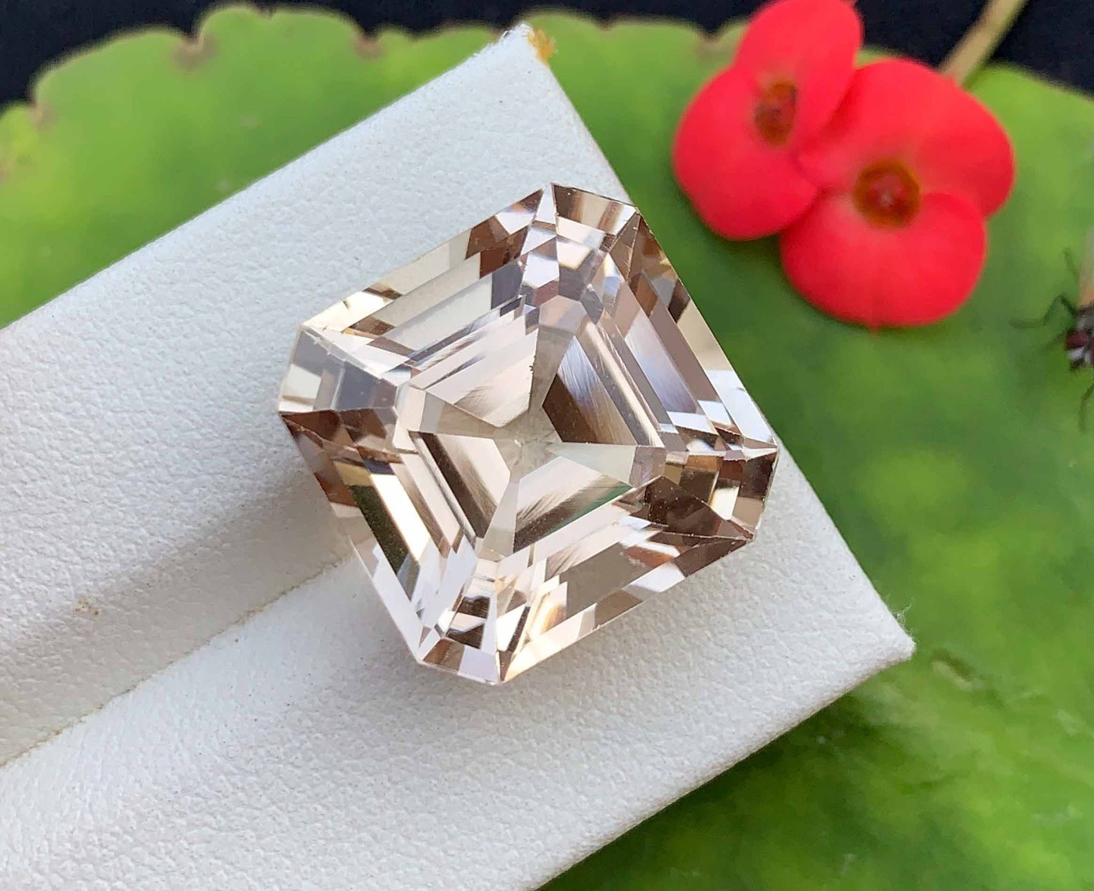 Certified 40.55 Ct Natural Light Golden Color Topaz Asscher Cut Loose Gemstone