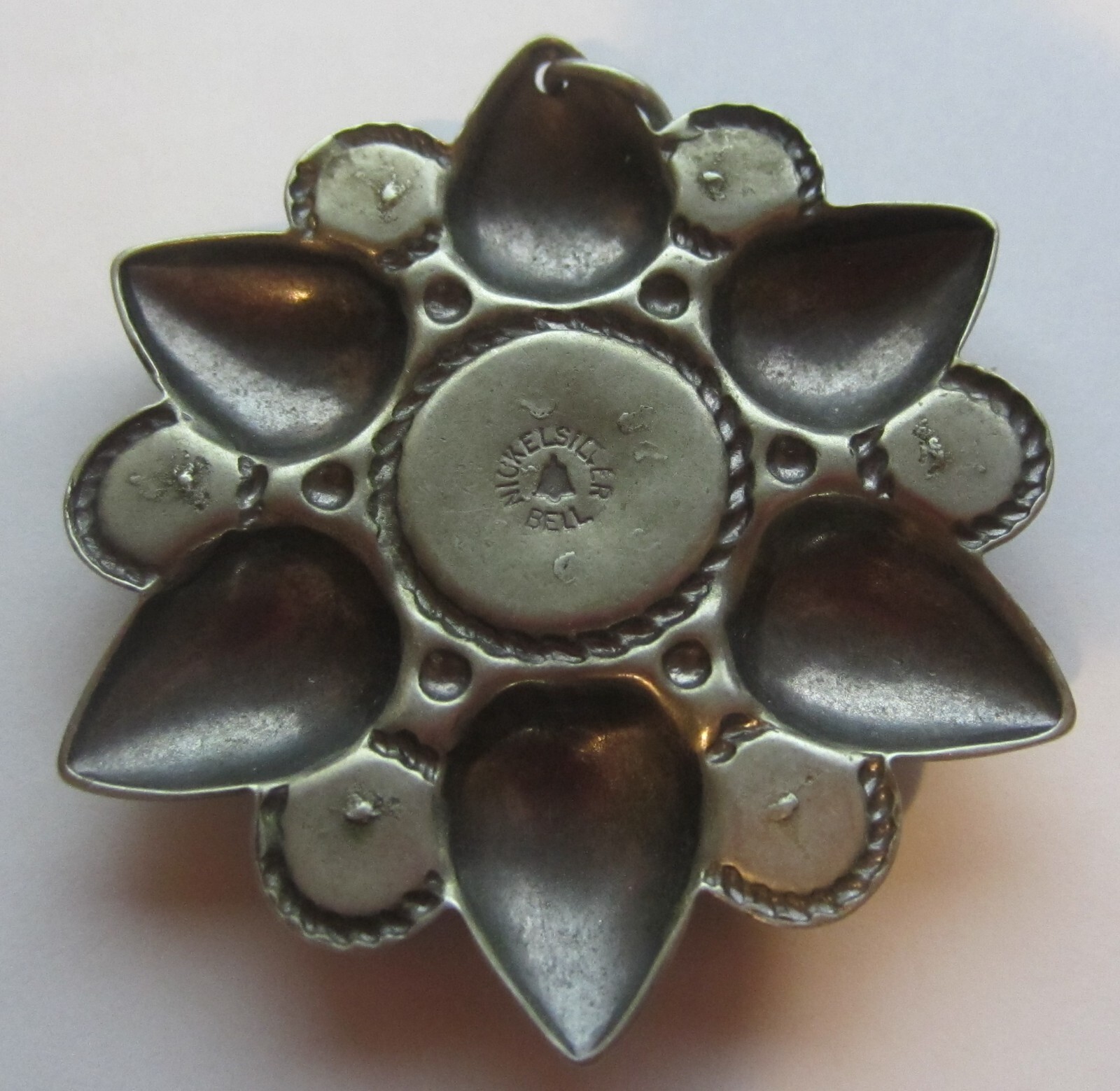 Vintage Nickle Silver Faux Turquoise star burst pendent Bell Trading Post