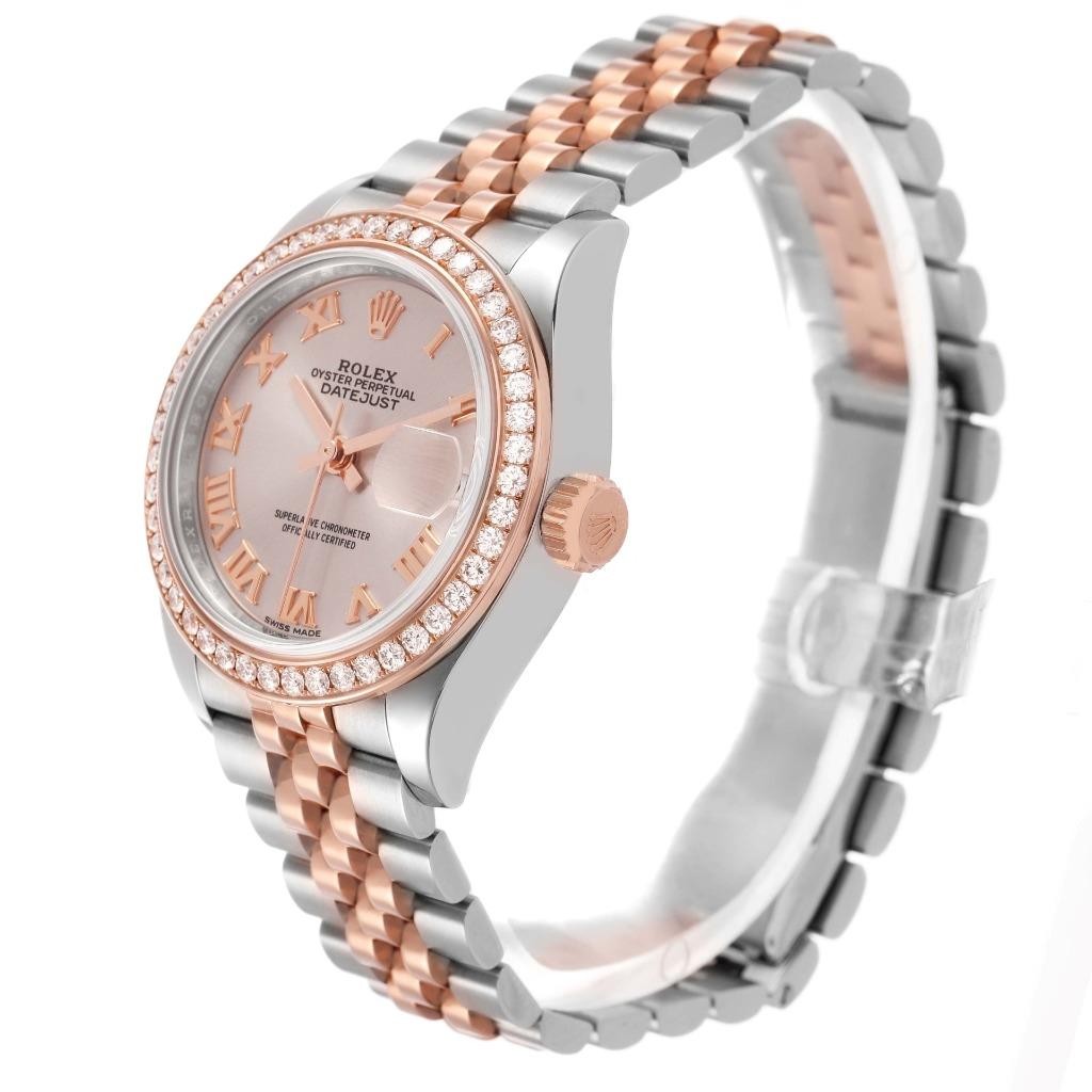 Rolex Datejust 28 Steel Rose Gold Diamond Ladies Watch 279381 Box Card