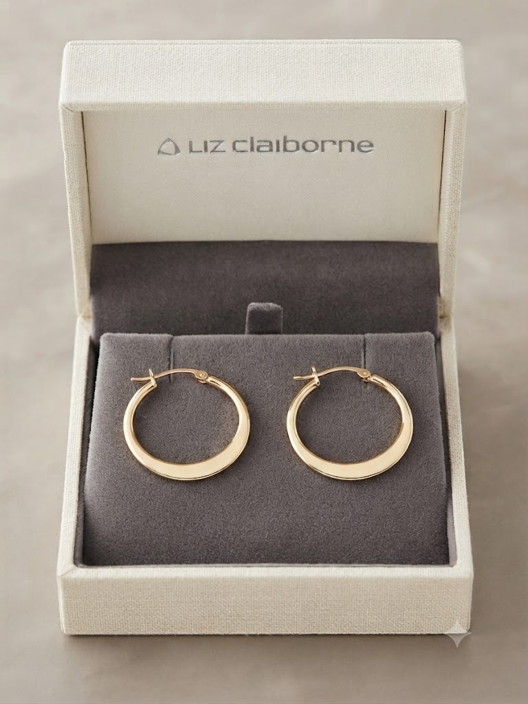 NWT Liz Claiborne Gold-Tone Endless Hoop Earrings – Classic & Polished Jewelry