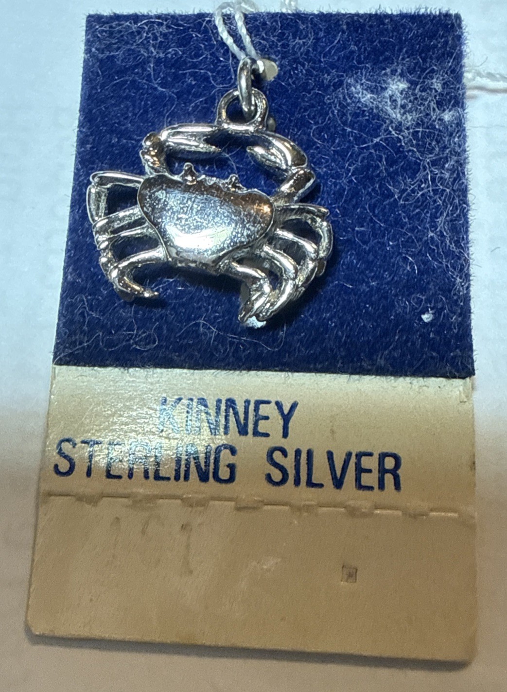 Vintage Sterling Silver Signed 925 Crab Pendant Charm Kinney Co. New 1/2 “ 60’s