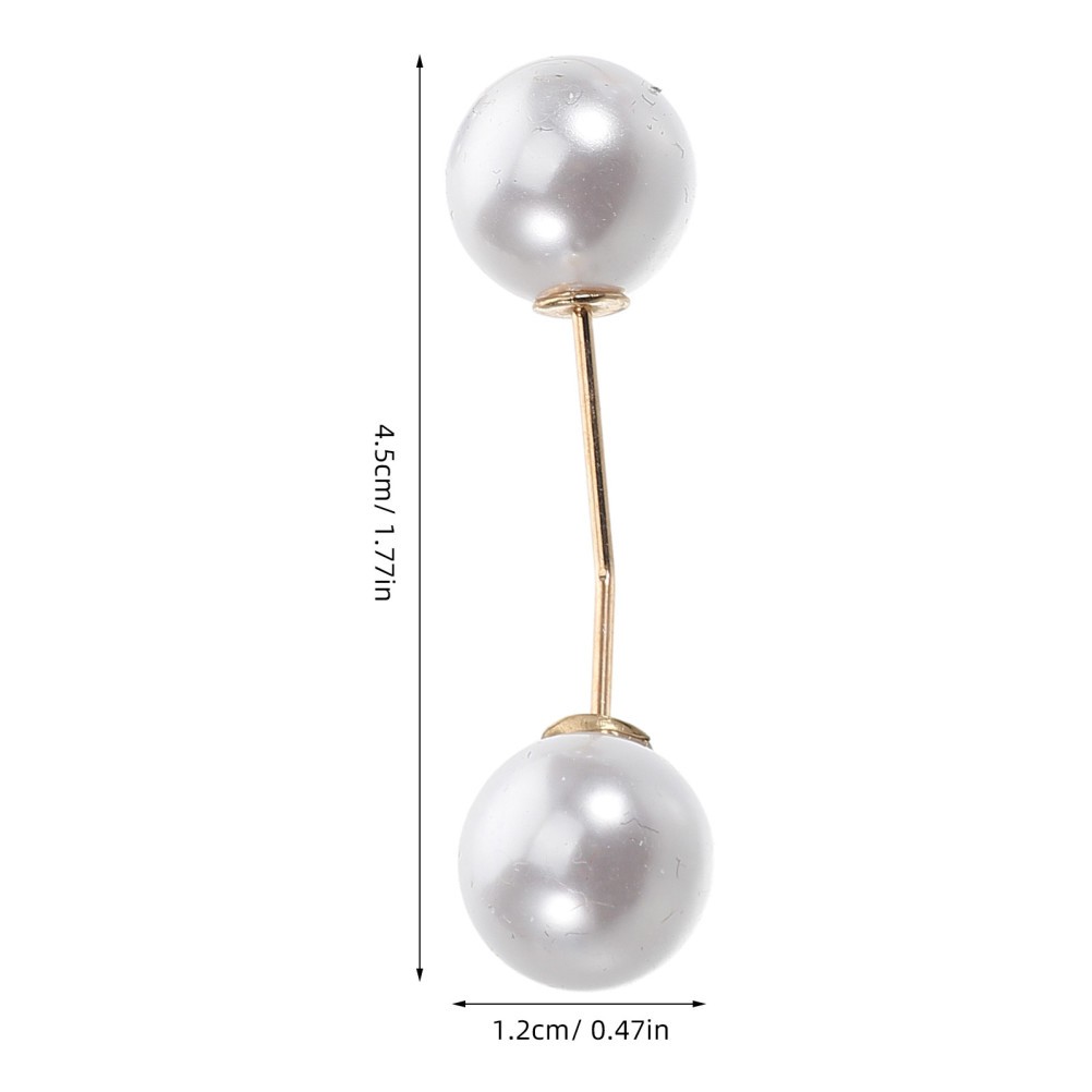 8Pcs White Zinc Alloy Safety Pins Stylish Bead Brooches for Clothing