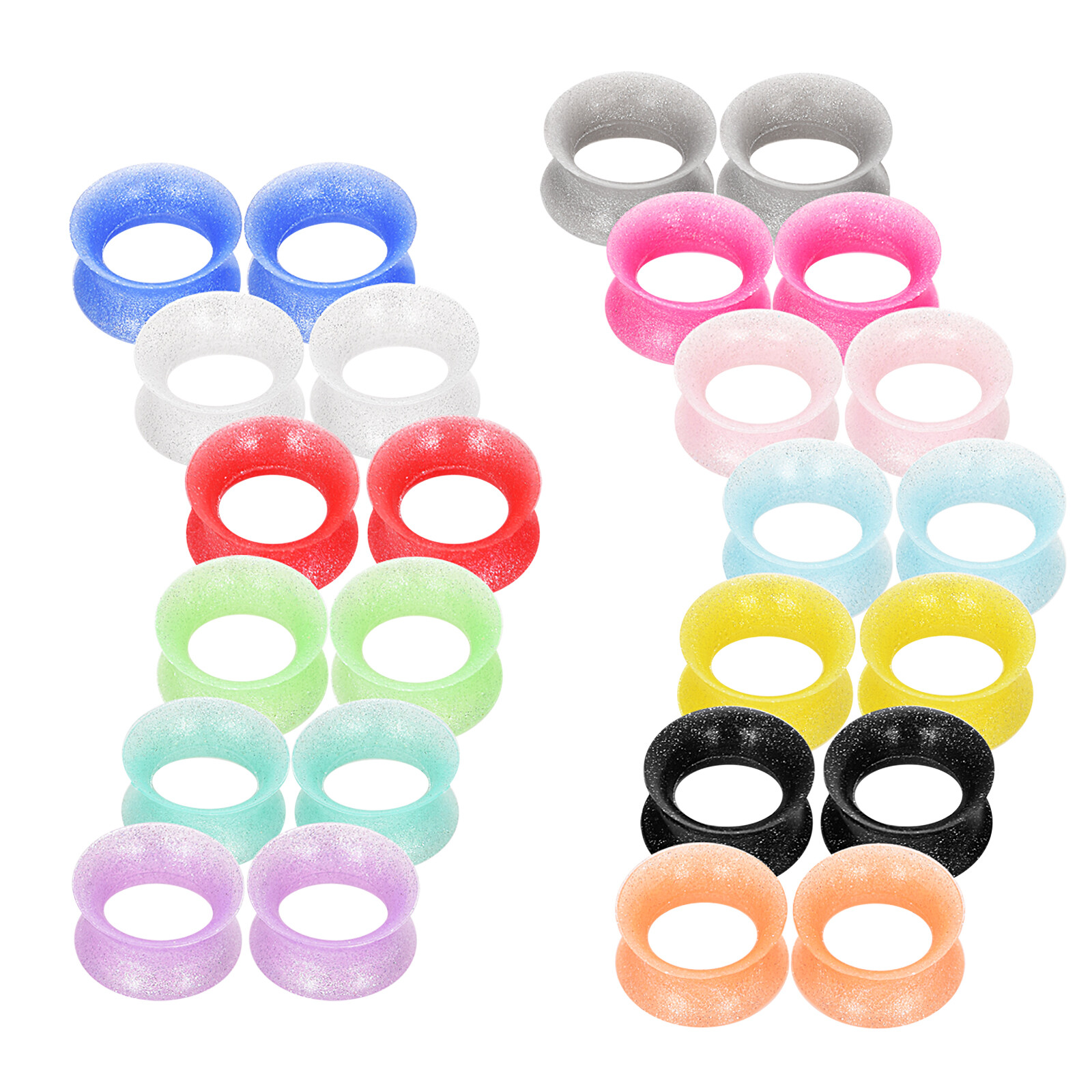 1 Pair Silicone Flexible Tunnels Double Flared Ear Plug Gauges Piercing Jewelry