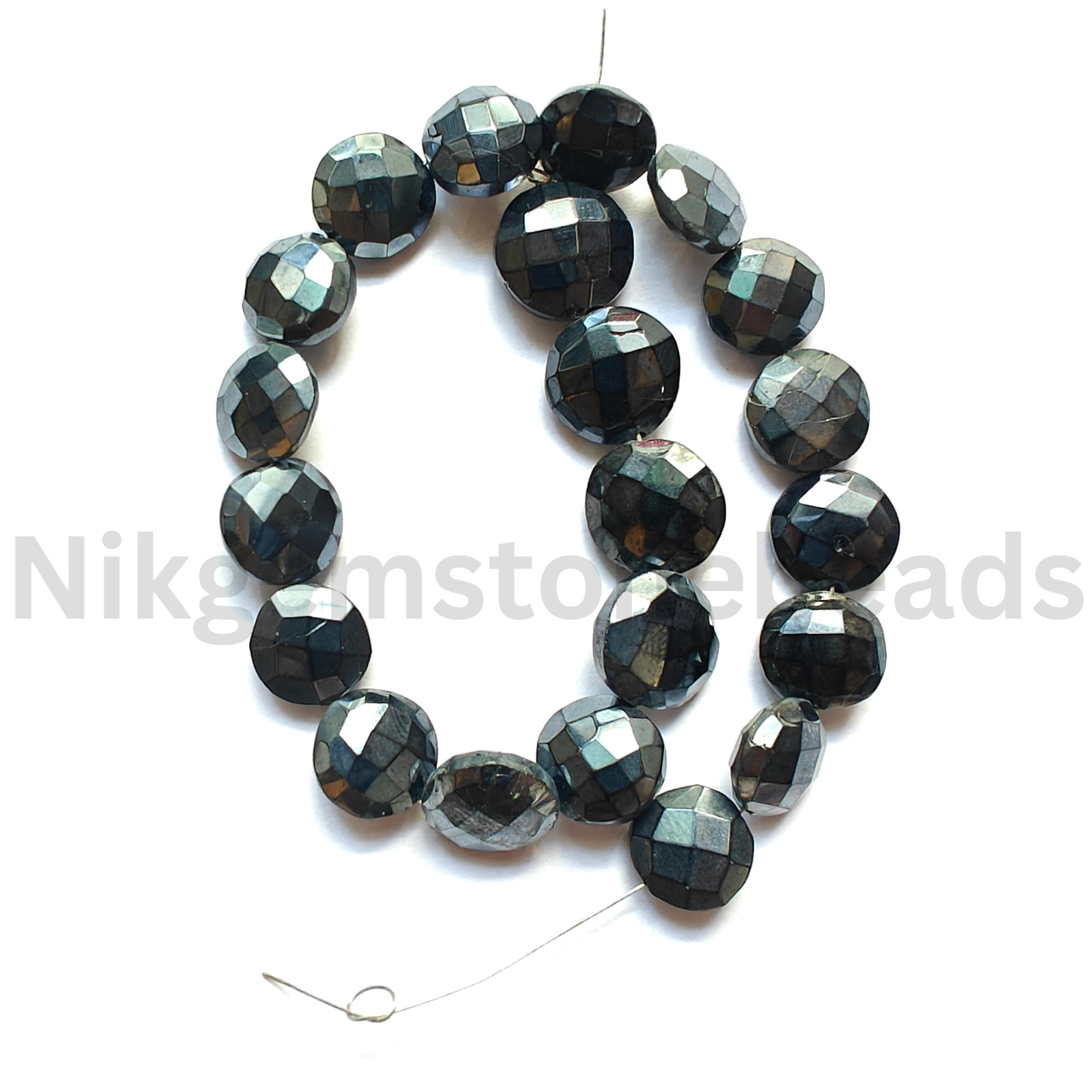 Natural Mystic Plated Spinel Beads, Briolette Faceted Coin Cut Gems, 10.5-12.6MM