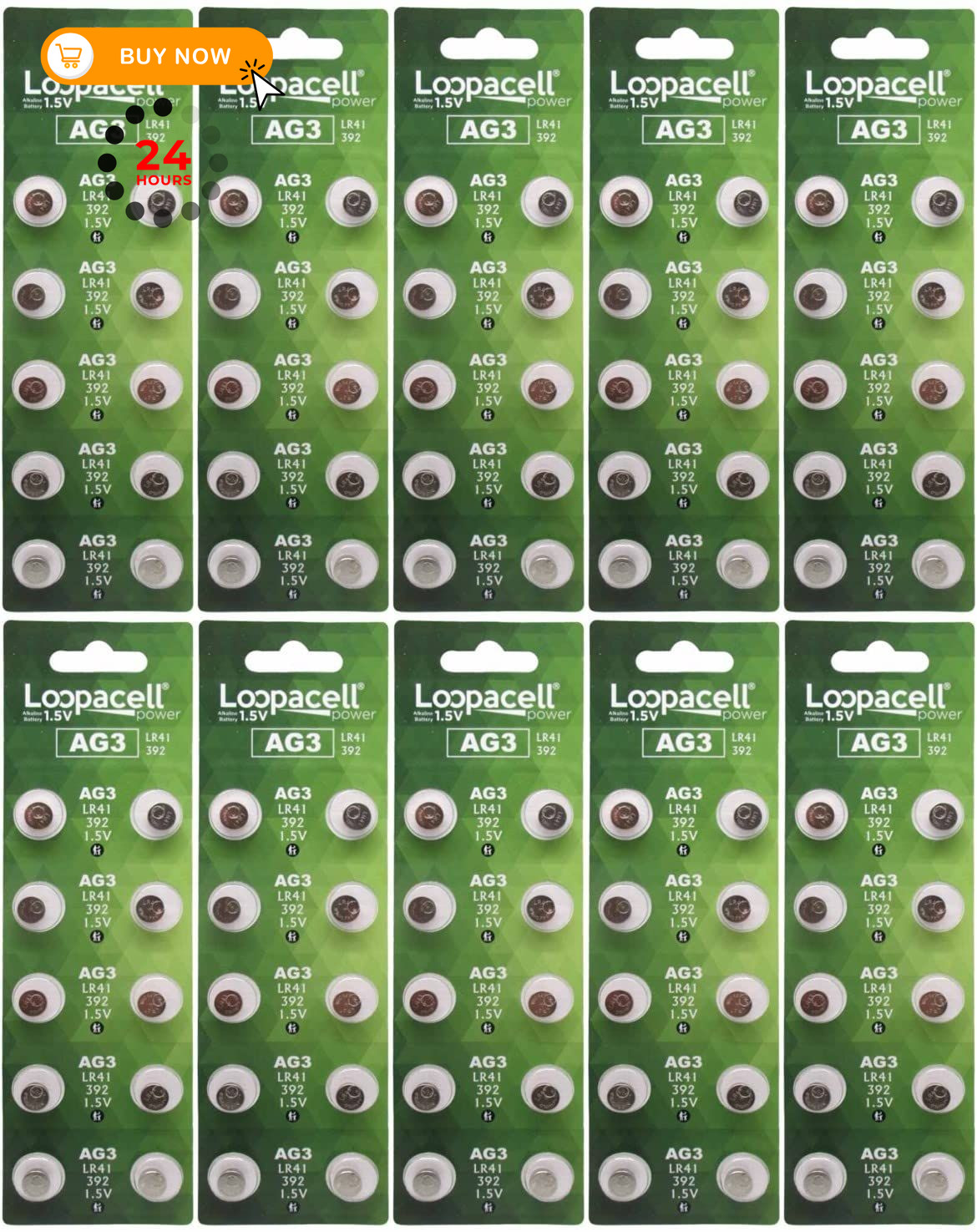 LOOPACELL 100 Pack AG3 LR41 392 SR41SW 384 192 V384 10 Count (Pack of 10)